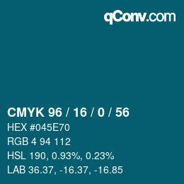 カラーコード: CMYK 96 / 16 / 0 / 56 | qconv.com