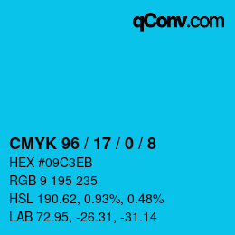 Color code: CMYK 96 / 17 / 0 / 8 | qconv.com