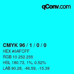 カラーコード: CMYK 96 / 1 / 0 / 0 | qconv.com