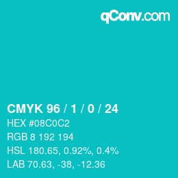 カラーコード: CMYK 96 / 1 / 0 / 24 | qconv.com