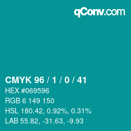 カラーコード: CMYK 96 / 1 / 0 / 41 | qconv.com
