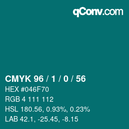 カラーコード: CMYK 96 / 1 / 0 / 56 | qconv.com