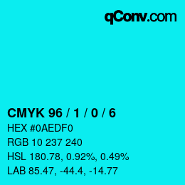 カラーコード: CMYK 96 / 1 / 0 / 6 | qconv.com