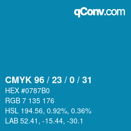Color code: CMYK 96 / 23 / 0 / 31 | qconv.com