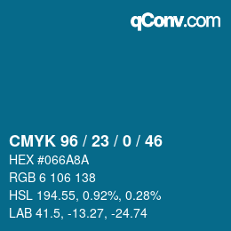 颜色代码: CMYK 96 / 23 / 0 / 46 | qconv.com