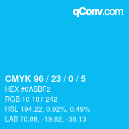 Color code: CMYK 96 / 23 / 0 / 5 | qconv.com