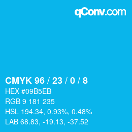Color code: CMYK 96 / 23 / 0 / 8 | qconv.com