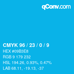 颜色代码: CMYK 96 / 23 / 0 / 9 | qconv.com