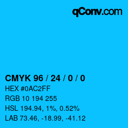 カラーコード: CMYK 96 / 24 / 0 / 0 | qconv.com