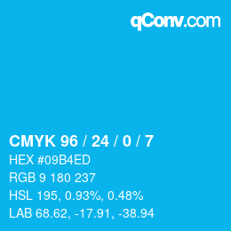 Color code: CMYK 96 / 24 / 0 / 7 | qconv.com