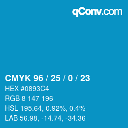 Color code: CMYK 96 / 25 / 0 / 23 | qconv.com