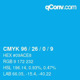カラーコード: CMYK 96 / 26 / 0 / 9 | qconv.com