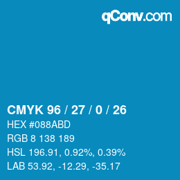 Color code: CMYK 96 / 27 / 0 / 26 | qconv.com