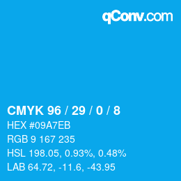 カラーコード: CMYK 96 / 29 / 0 / 8 | qconv.com