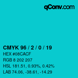 カラーコード: CMYK 96 / 2 / 0 / 19 | qconv.com