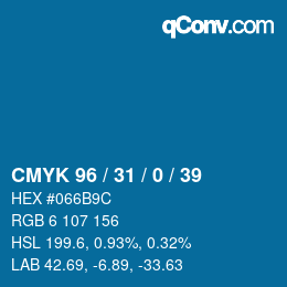 颜色代码: CMYK 96 / 31 / 0 / 39 | qconv.com