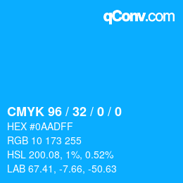 颜色代码: CMYK 96 / 32 / 0 / 0 | qconv.com