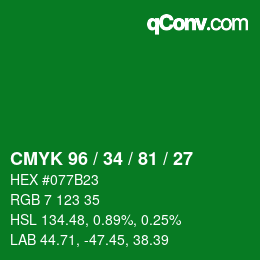 Color code: CMYK 96 / 34 / 81 / 27 | qconv.com