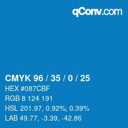 カラーコード: CMYK 96 / 35 / 0 / 25 | qconv.com