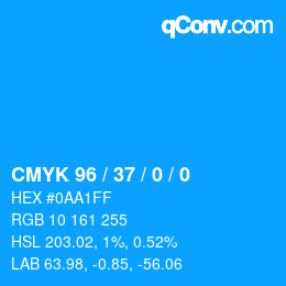 カラーコード: CMYK 96 / 37 / 0 / 0 | qconv.com