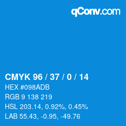 颜色代码: CMYK 96 / 37 / 0 / 14 | qconv.com