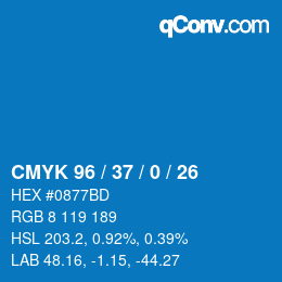 カラーコード: CMYK 96 / 37 / 0 / 26 | qconv.com