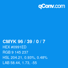 颜色代码: CMYK 96 / 39 / 0 / 7 | qconv.com