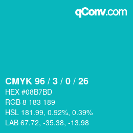 カラーコード: CMYK 96 / 3 / 0 / 26 | qconv.com