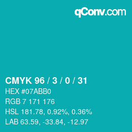 颜色代码: CMYK 96 / 3 / 0 / 31 | qconv.com