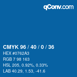 カラーコード: CMYK 96 / 40 / 0 / 36 | qconv.com