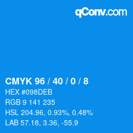 カラーコード: CMYK 96 / 40 / 0 / 8 | qconv.com