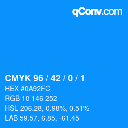カラーコード: CMYK 96 / 42 / 0 / 1 | qconv.com