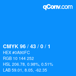 Color code: CMYK 96 / 43 / 0 / 1 | qconv.com