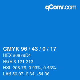 颜色代码: CMYK 96 / 43 / 0 / 17 | qconv.com