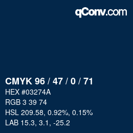 Color code: CMYK 96 / 47 / 0 / 71 | qconv.com