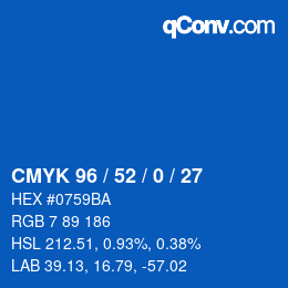 Farbcode: CMYK 96 / 52 / 0 / 27 | qconv.com