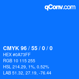 颜色代码: CMYK 96 / 55 / 0 / 0 | qconv.com