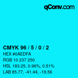 カラーコード: CMYK 96 / 5 / 0 / 2 | qconv.com