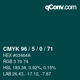 Color code: CMYK 96 / 5 / 0 / 71 | qconv.com
