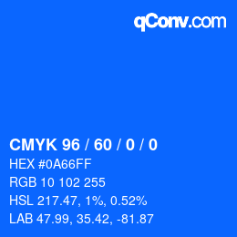 カラーコード: CMYK 96 / 60 / 0 / 0 | qconv.com
