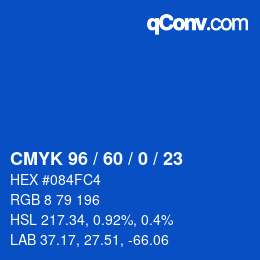 カラーコード: CMYK 96 / 60 / 0 / 23 | qconv.com
