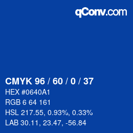 カラーコード: CMYK 96 / 60 / 0 / 37 | qconv.com