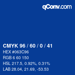 カラーコード: CMYK 96 / 60 / 0 / 41 | qconv.com