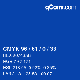 Código de color: CMYK 96 / 61 / 0 / 33 | qconv.com