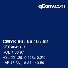 Color code: CMYK 96 / 66 / 0 / 62 | qconv.com