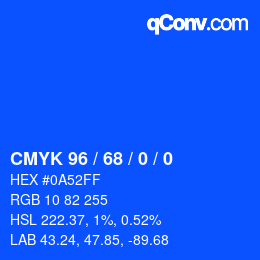 Color code: CMYK 96 / 68 / 0 / 0 | qconv.com