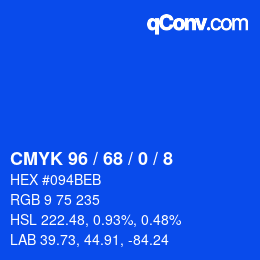カラーコード: CMYK 96 / 68 / 0 / 8 | qconv.com