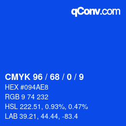 Color code: CMYK 96 / 68 / 0 / 9 | qconv.com