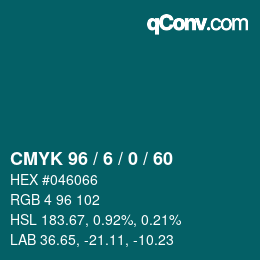 カラーコード: CMYK 96 / 6 / 0 / 60 | qconv.com