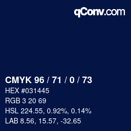 颜色代码: CMYK 96 / 71 / 0 / 73 | qconv.com